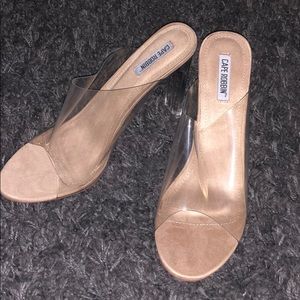 Clear lucite mules